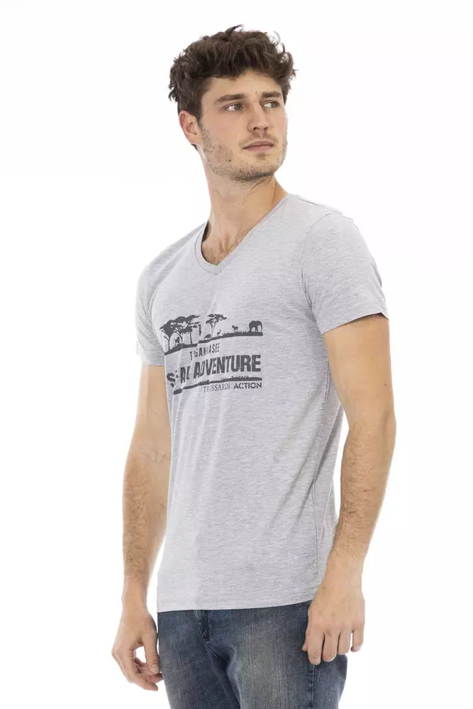 Trussardi Action Gray Cotton Men T-Shirt | Regal Royce