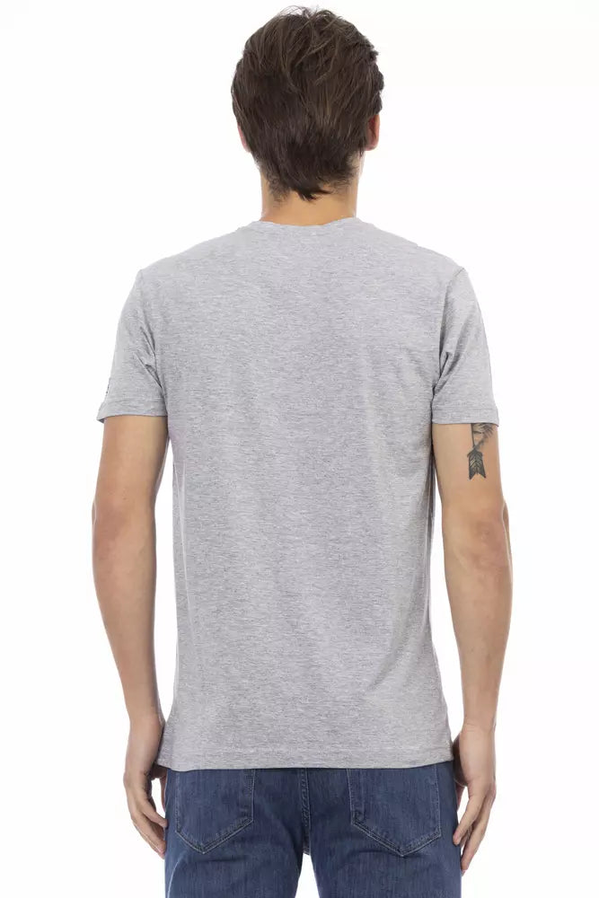 Trussardi Action Gray Cotton Men T-Shirt | Regal Royce