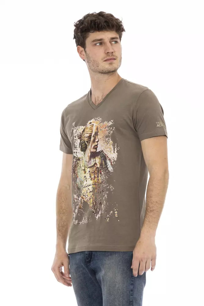 Trussardi Action Brown Cotton Men T-Shirt | Regal Royce