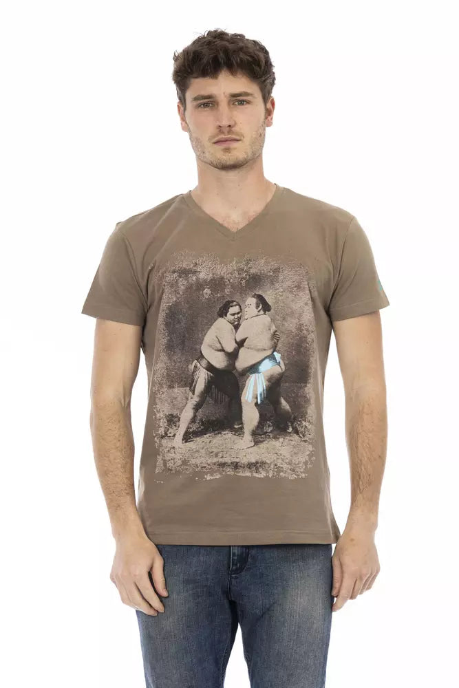 Trussardi Action Brown Cotton Men T-Shirt | Regal Royce