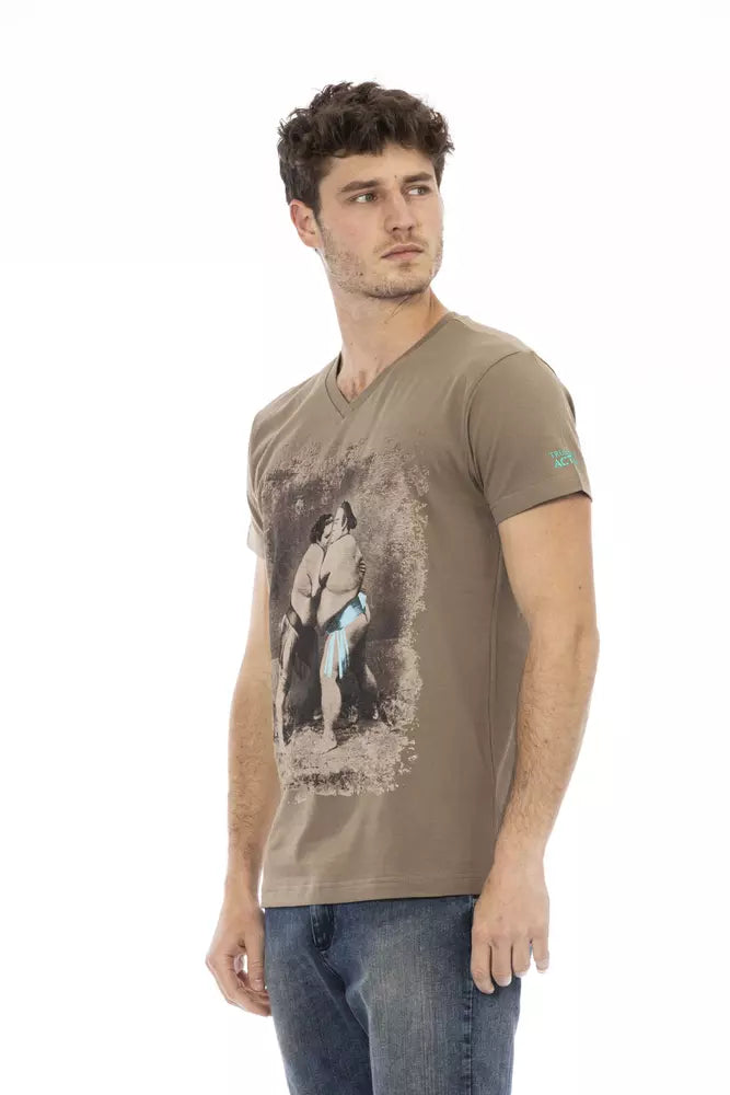 Trussardi Action Brown Cotton Men T-Shirt | Regal Royce