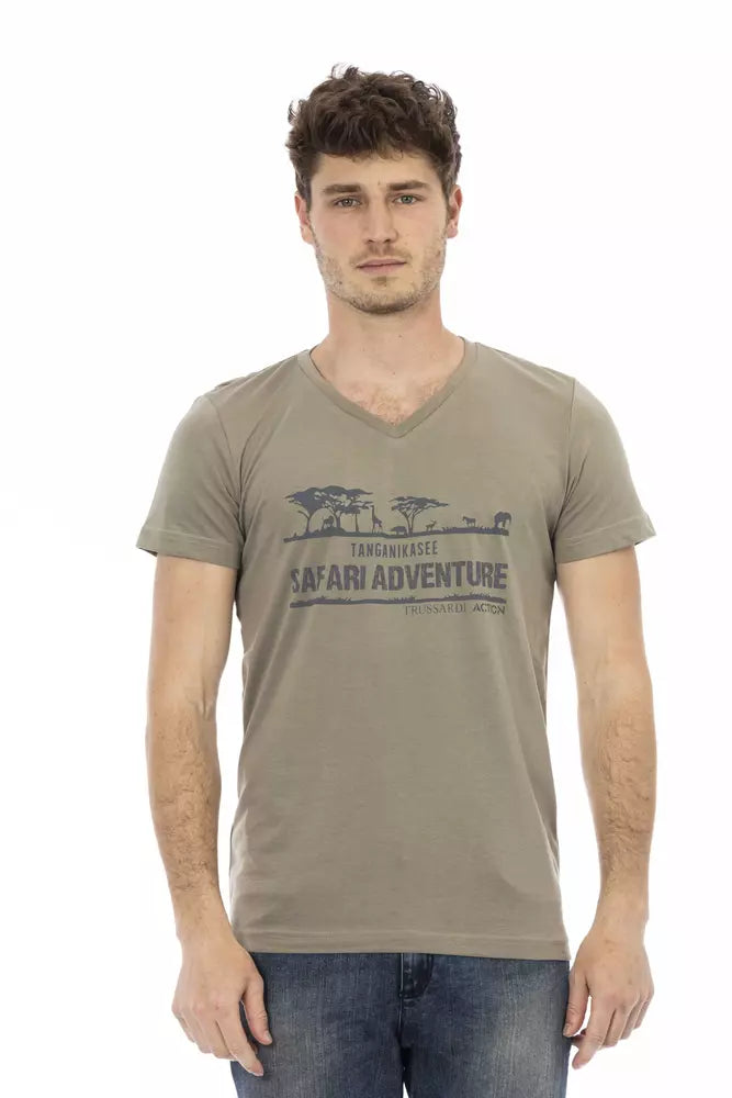 Trussardi Action Brown Cotton Men T-Shirt | Regal Royce