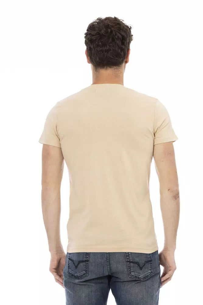 Trussardi Action Beige Cotton Men T-Shirt | Regal Royce