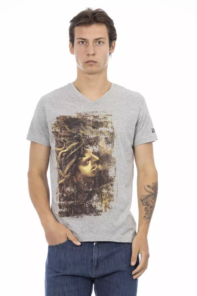 Trussardi Action Gray Cotton Men T-Shirt | Regal Royce