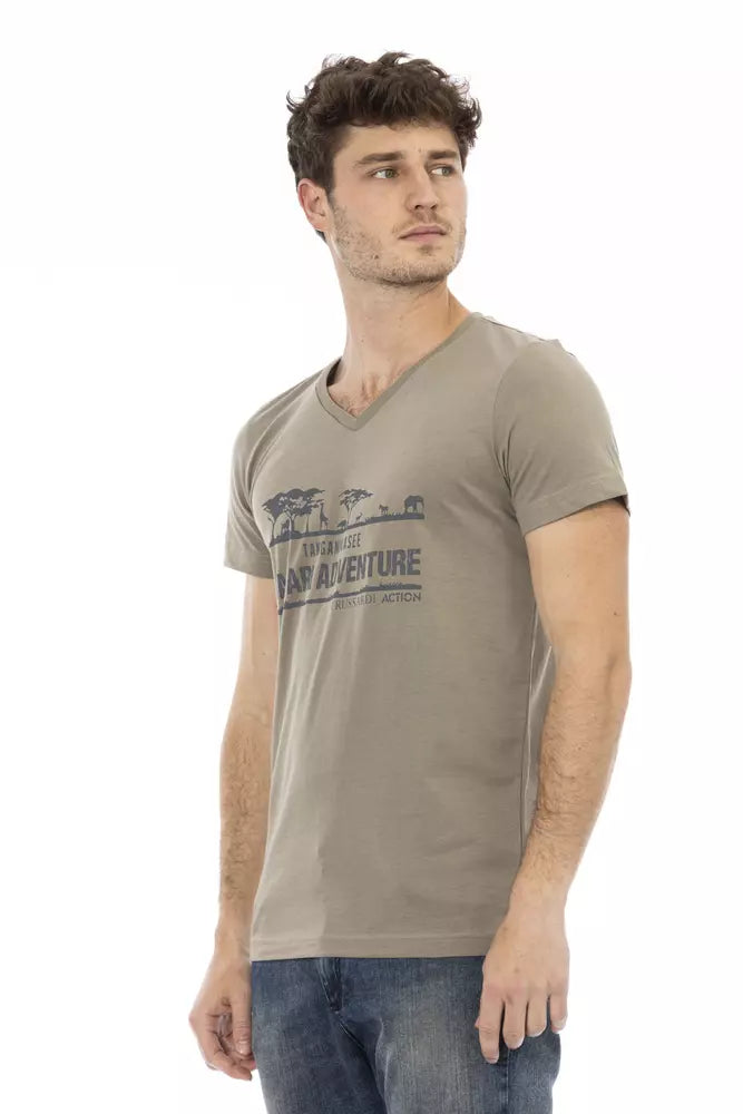 Trussardi Action Brown Cotton Men T-Shirt | Regal Royce