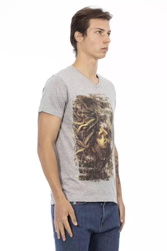 Trussardi Action Gray Cotton Men T-Shirt | Regal Royce