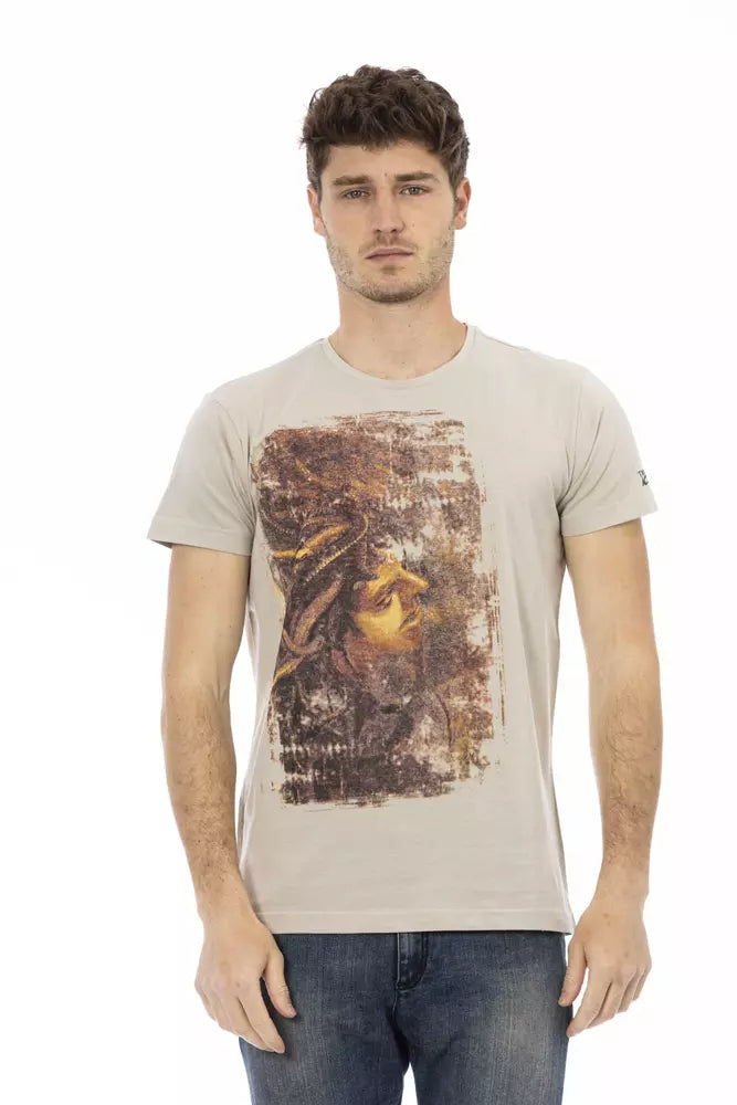 Trussardi Action Beige Cotton Men T-Shirt | Regal Royce