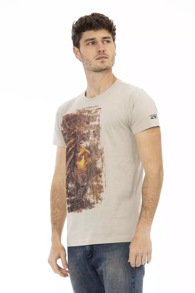 Trussardi Action Beige Cotton Men T-Shirt | Regal Royce