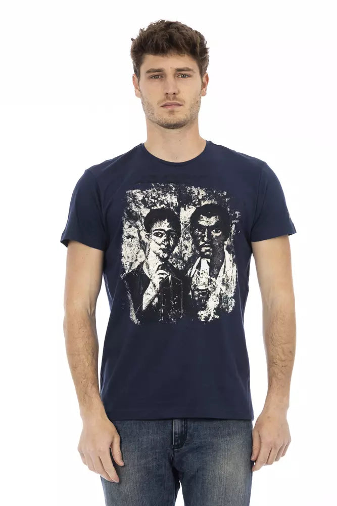 Trussardi Action Blue Cotton Men T-Shirt | Regal Royce