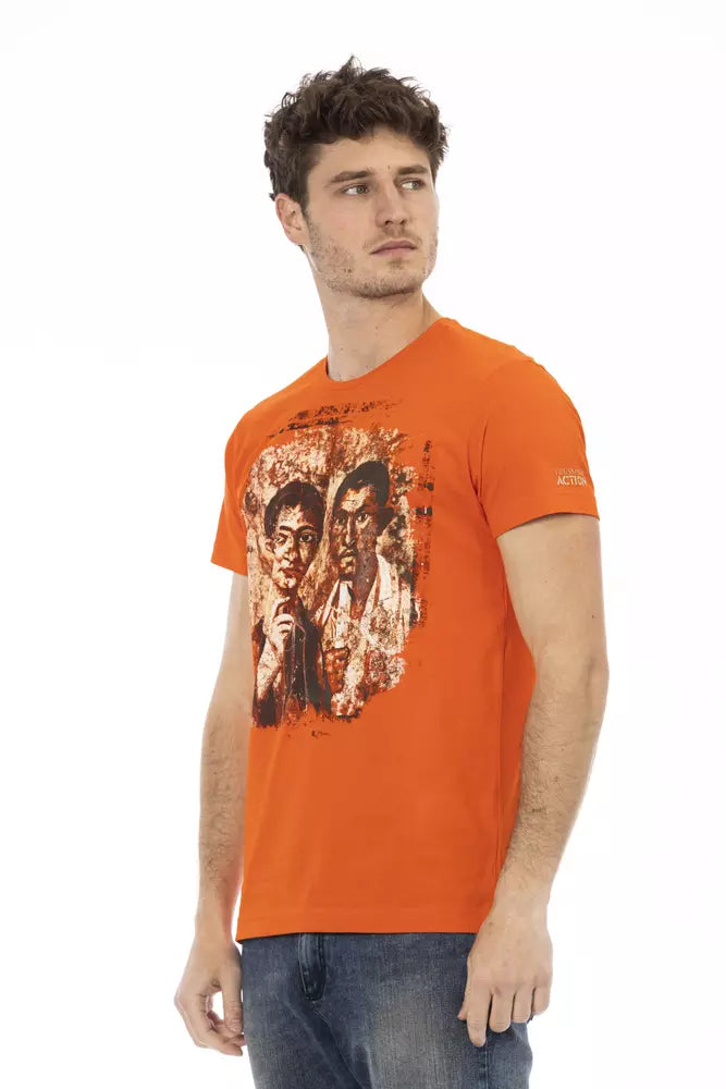 Trussardi Action Orange Cotton Men T-Shirt | Regal Royce