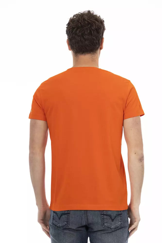 Trussardi Action Orange Cotton Men T-Shirt | Regal Royce