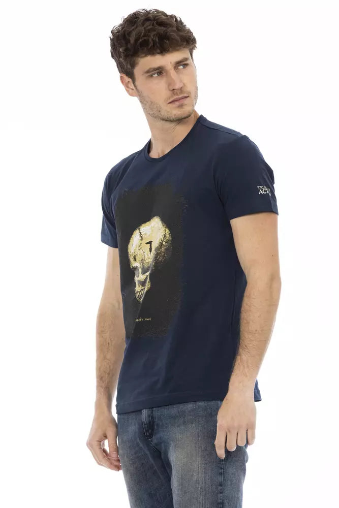 Trussardi Action Blue Cotton Men T-Shirt | Regal Royce