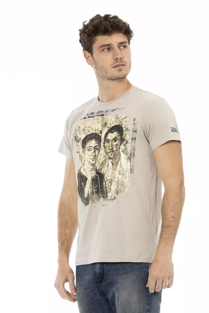 Trussardi Action Beige Cotton Men T-Shirt | Regal Royce