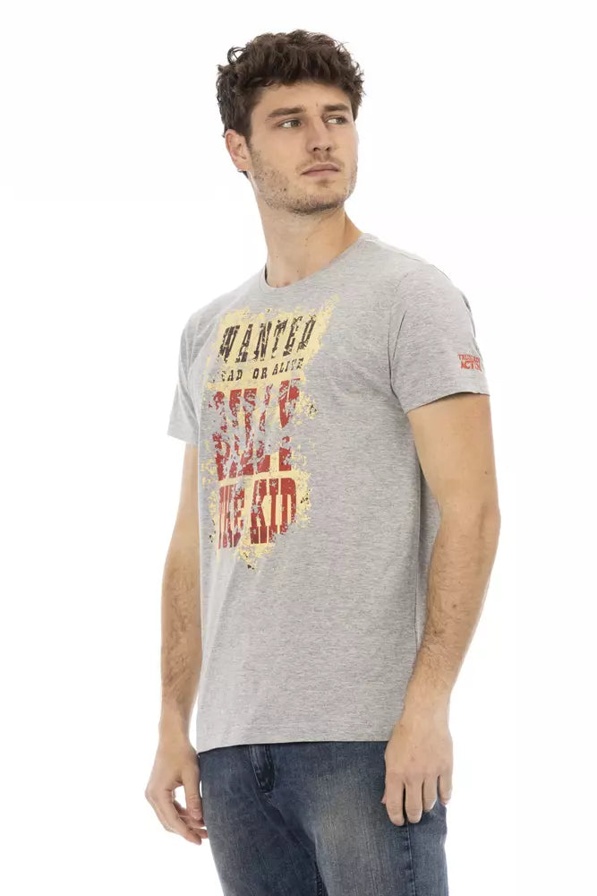 Trussardi Action Gray Cotton Men T-Shirt | Regal Royce