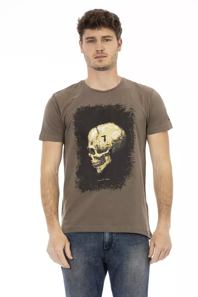 Trussardi Action Brown Cotton Men T-Shirt | Regal Royce