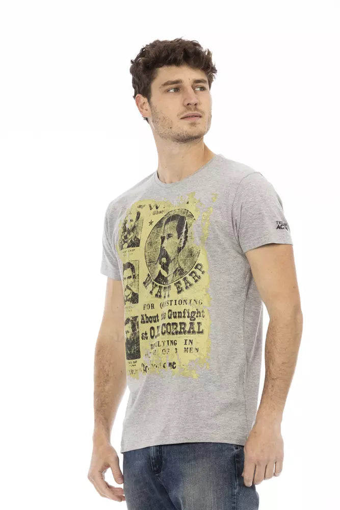 Trussardi Action Gray Cotton Men T-Shirt | Regal Royce