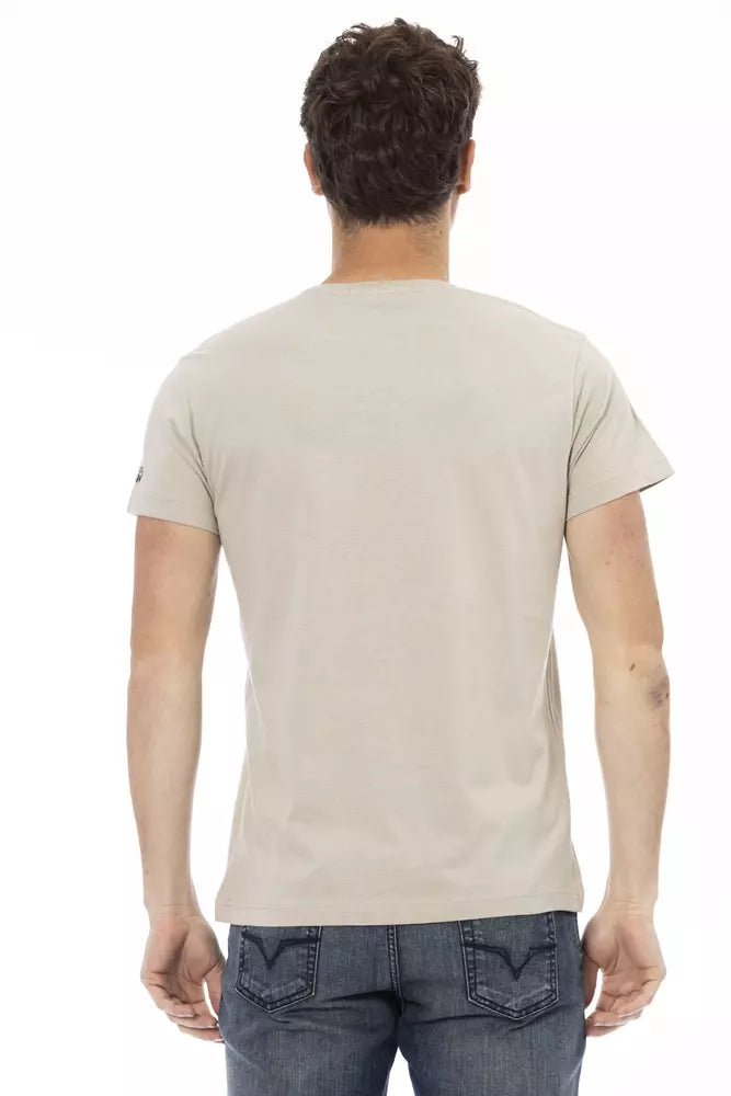 Trussardi Action Beige Cotton Men T-Shirt | Regal Royce