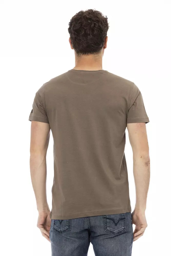 Trussardi Action Brown Cotton Men T-Shirt | Regal Royce