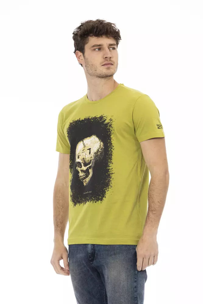 Trussardi Action Green Cotton Men T-Shirt | Regal Royce