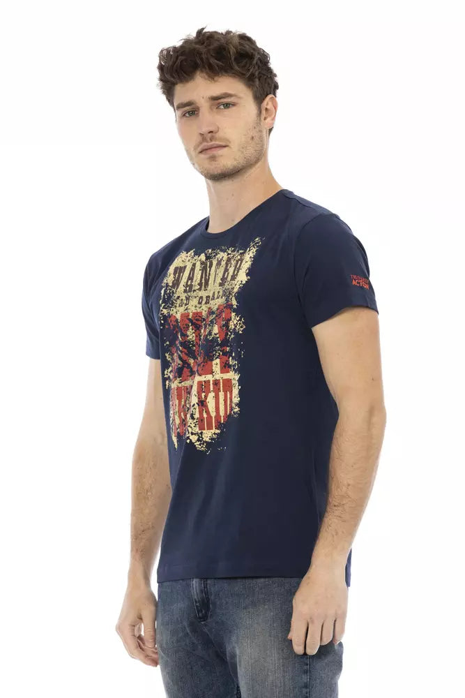 Trussardi Action Blue Cotton Men T-Shirt | Regal Royce