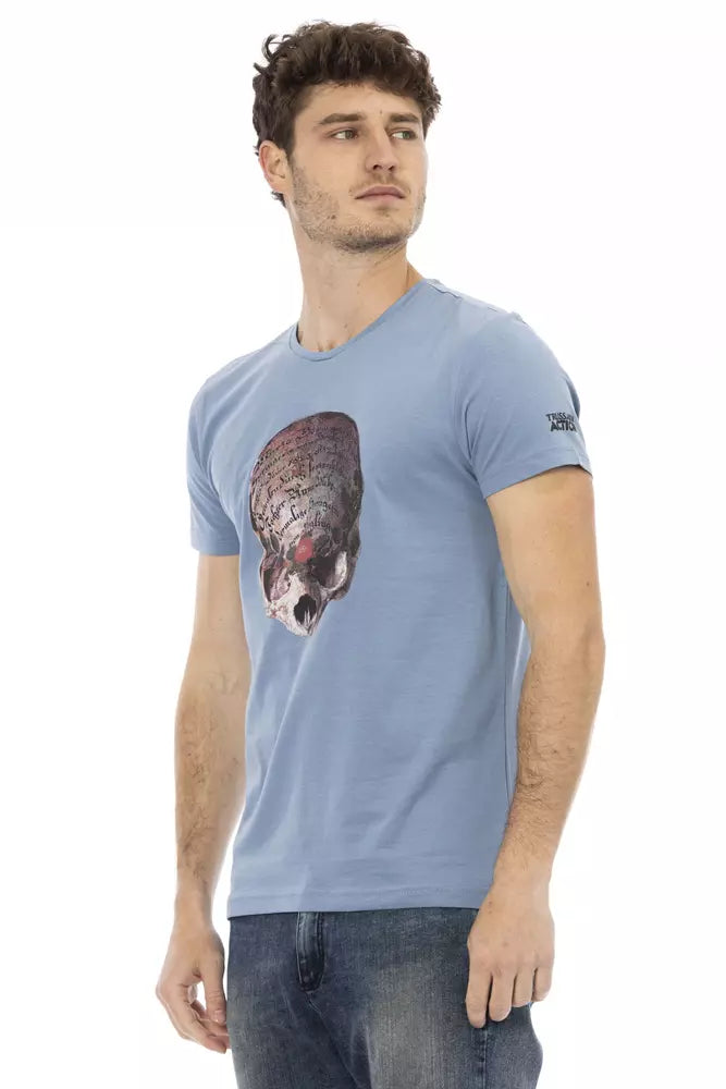 Trussardi Action Light Blue Cotton Men T-Shirt | Regal Royce