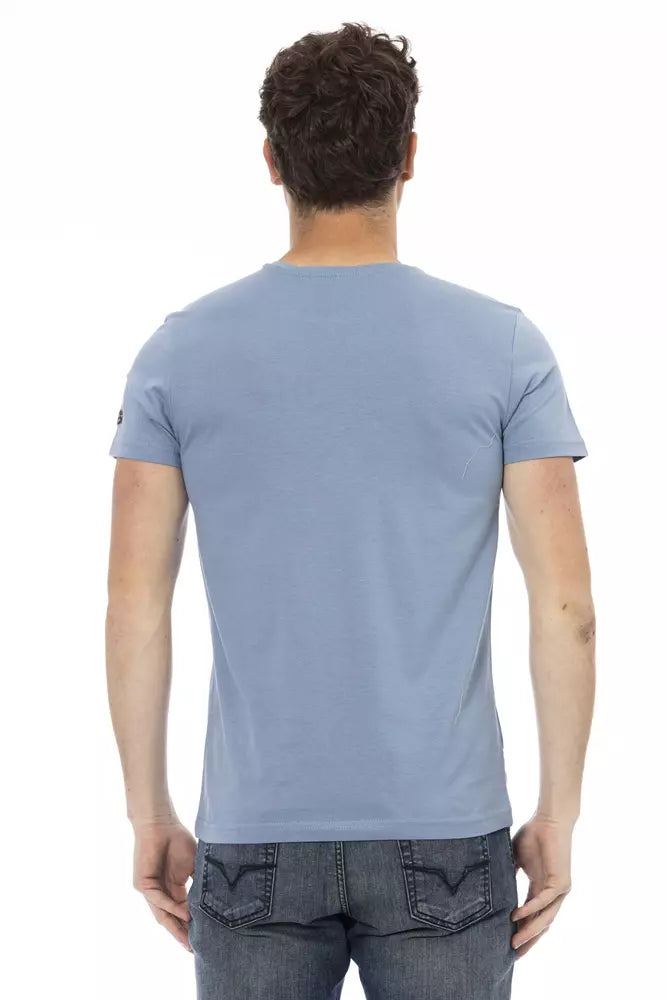 Trussardi Action Light Blue Cotton Men T-Shirt | Regal Royce