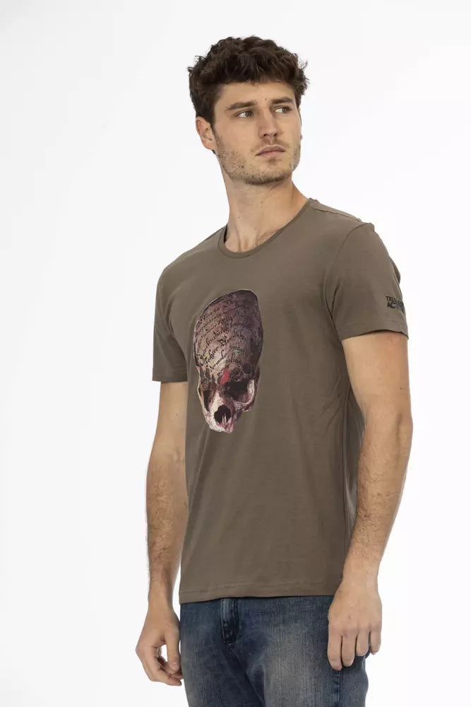Trussardi Action Brown Cotton Men T-Shirt | Regal Royce