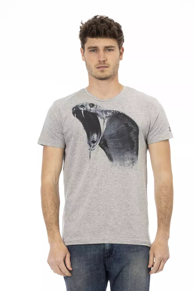 Trussardi Action Gray Cotton Men T-Shirt | Regal Royce