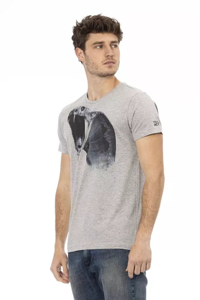Trussardi Action Gray Cotton Men T-Shirt | Regal Royce