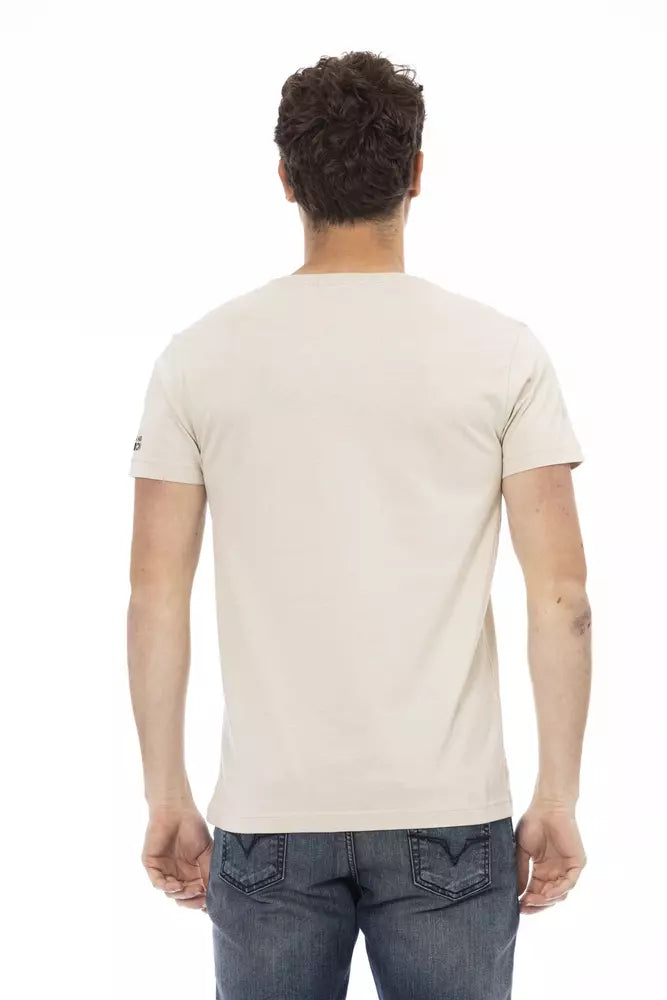 Trussardi Action Beige Cotton Men T-Shirt | Regal Royce