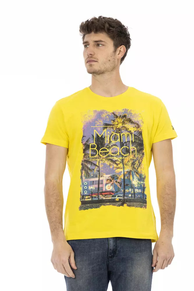 Trussardi Action Yellow Cotton Men T-Shirt | Regal Royce