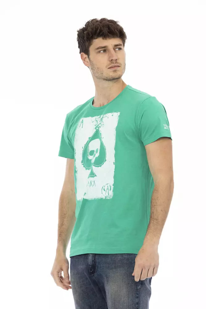 Trussardi Action Green Cotton Men T-Shirt | Regal Royce