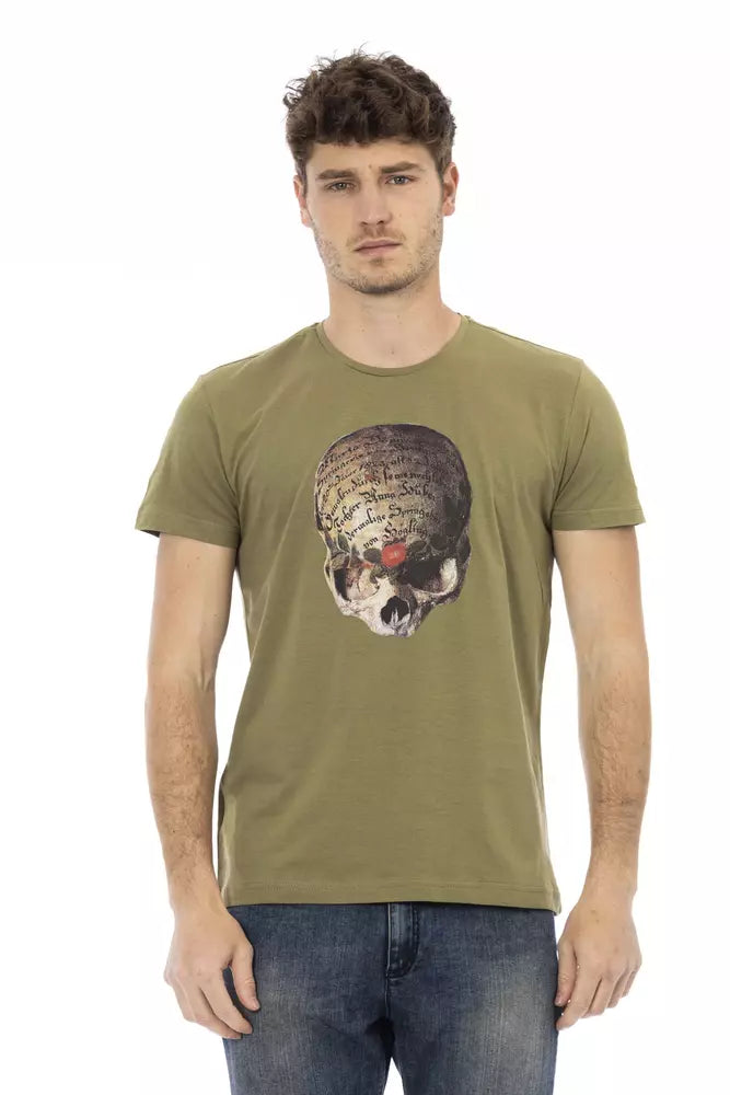 Trussardi Action Green Cotton Men T-Shirt | Regal Royce