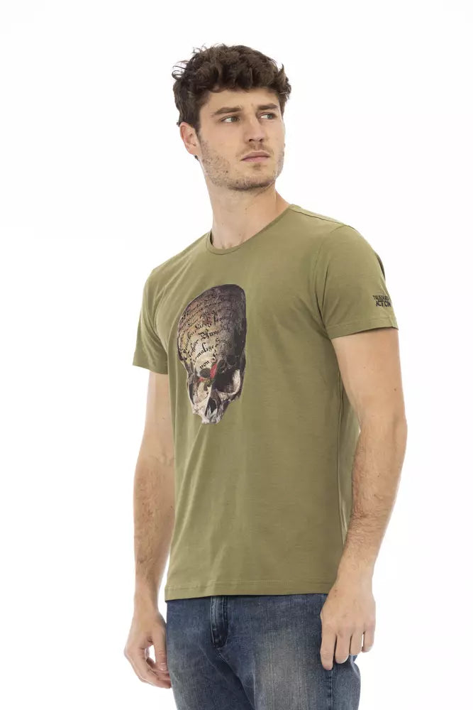 Trussardi Action Green Cotton Men T-Shirt | Regal Royce