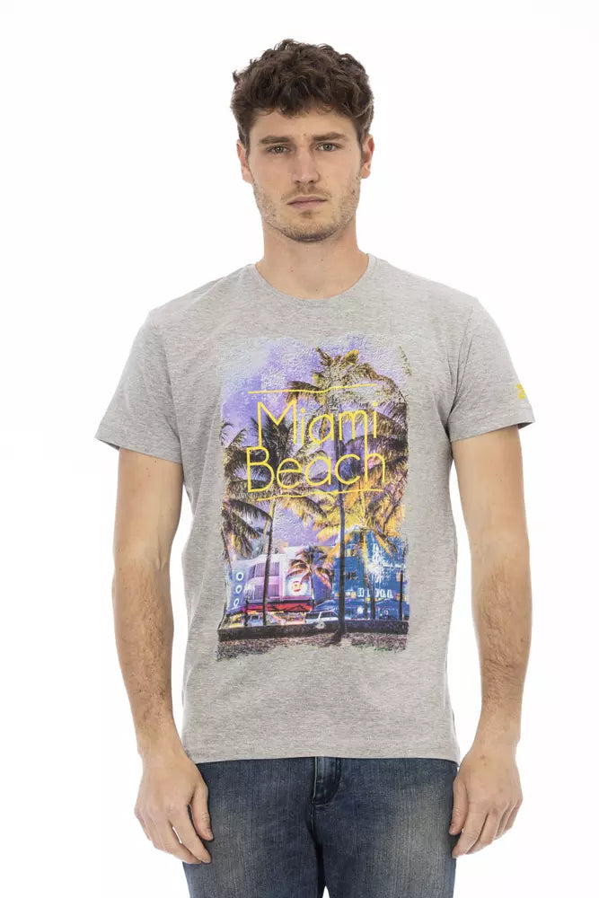 Trussardi Action Gray Cotton Men T-Shirt | Regal Royce