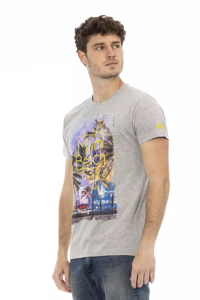 Trussardi Action Gray Cotton Men T-Shirt | Regal Royce