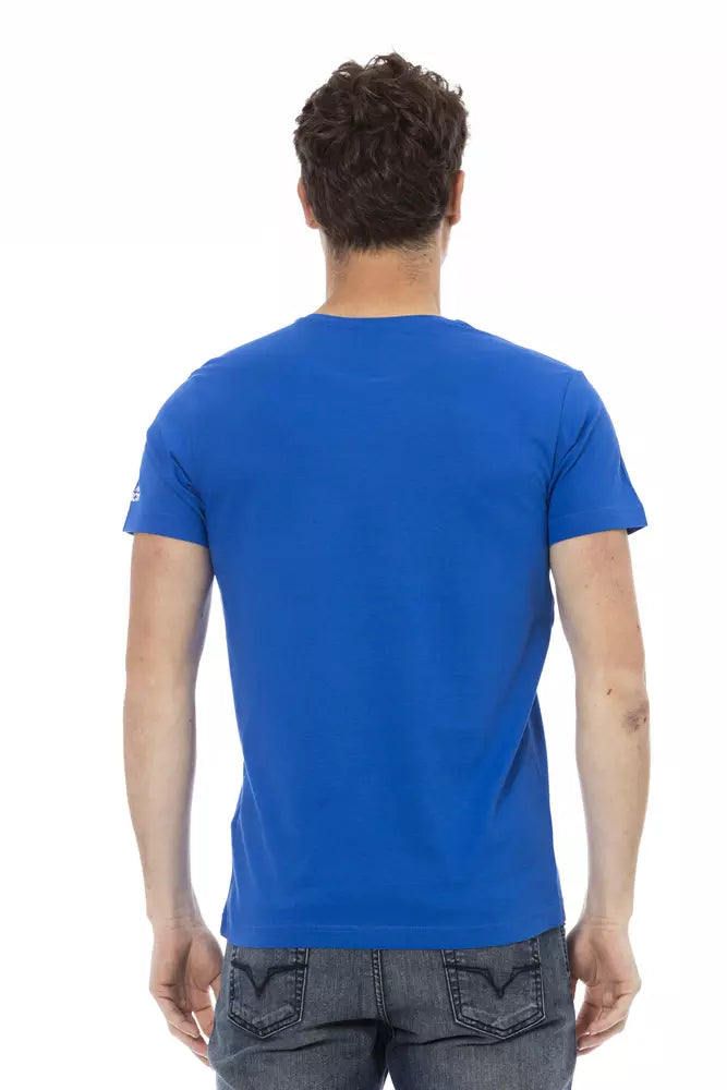Trussardi Action Blue Cotton Men T-Shirt | Regal Royce