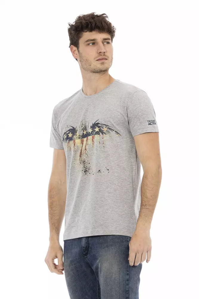Trussardi Action Gray Cotton Men T-Shirt | Regal Royce