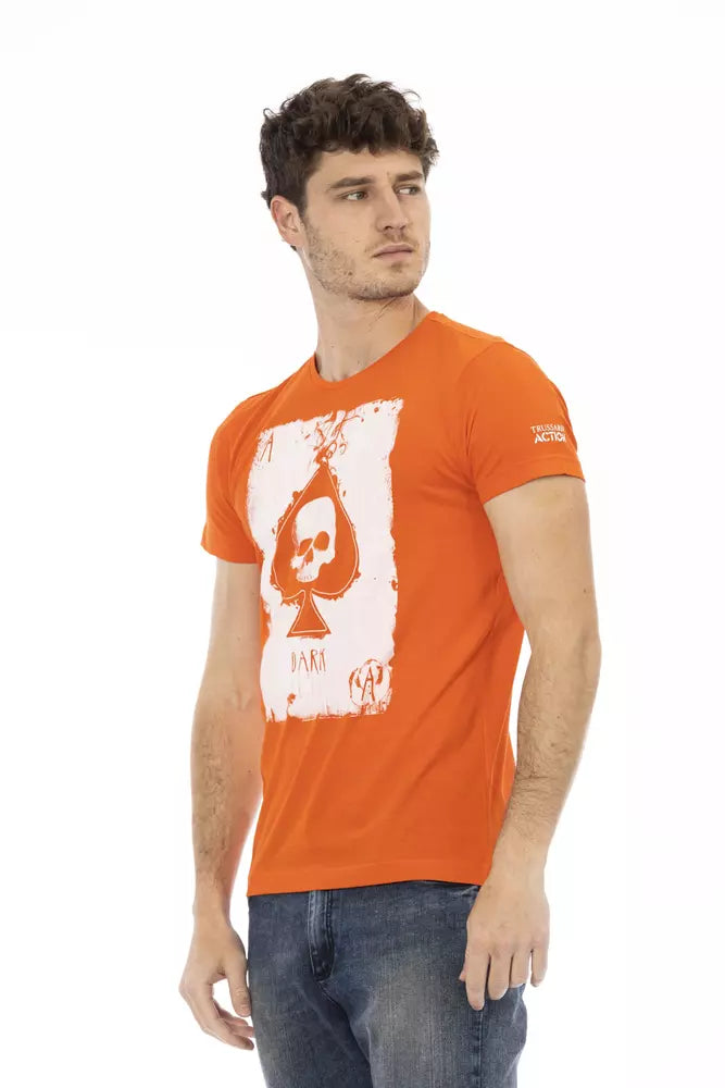 Trussardi Action Orange Cotton Men T-Shirt | Regal Royce