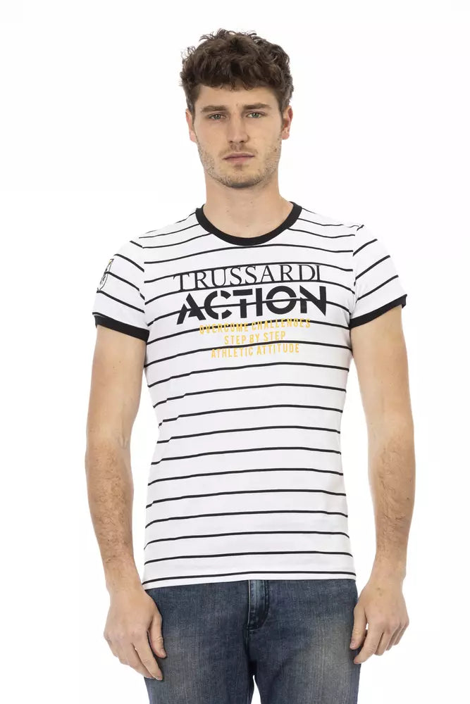 Trussardi Action White Cotton Men T-Shirt | Regal Royce