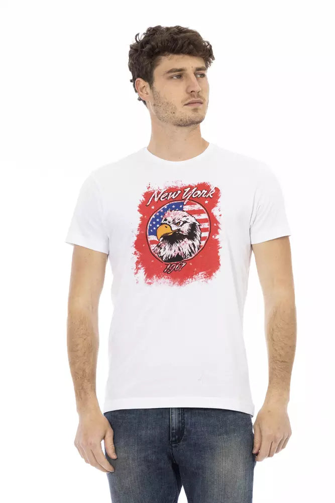 Trussardi Action White Cotton Men T-Shirt | Regal Royce