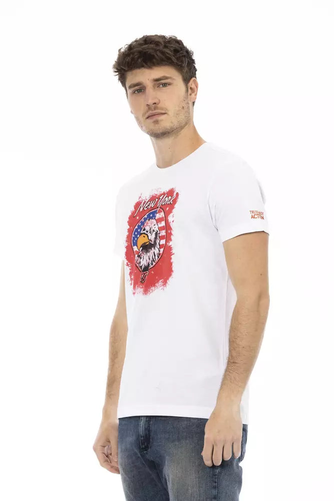 Trussardi Action White Cotton Men T-Shirt | Regal Royce