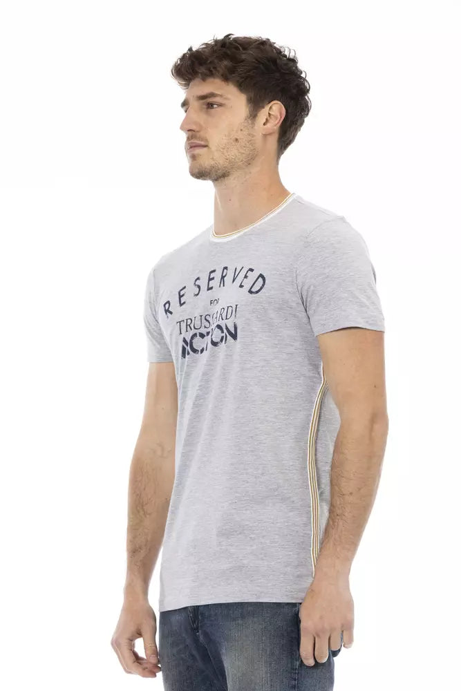 Trussardi Action Gray Cotton Men T-Shirt | Regal Royce