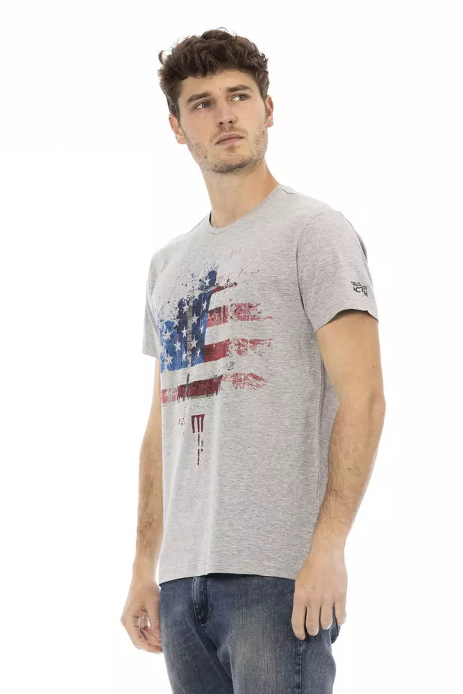 Trussardi Action Gray Cotton Men T-Shirt | Regal Royce