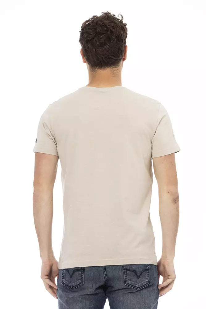 Trussardi Action Beige Cotton Men T-Shirt | Regal Royce