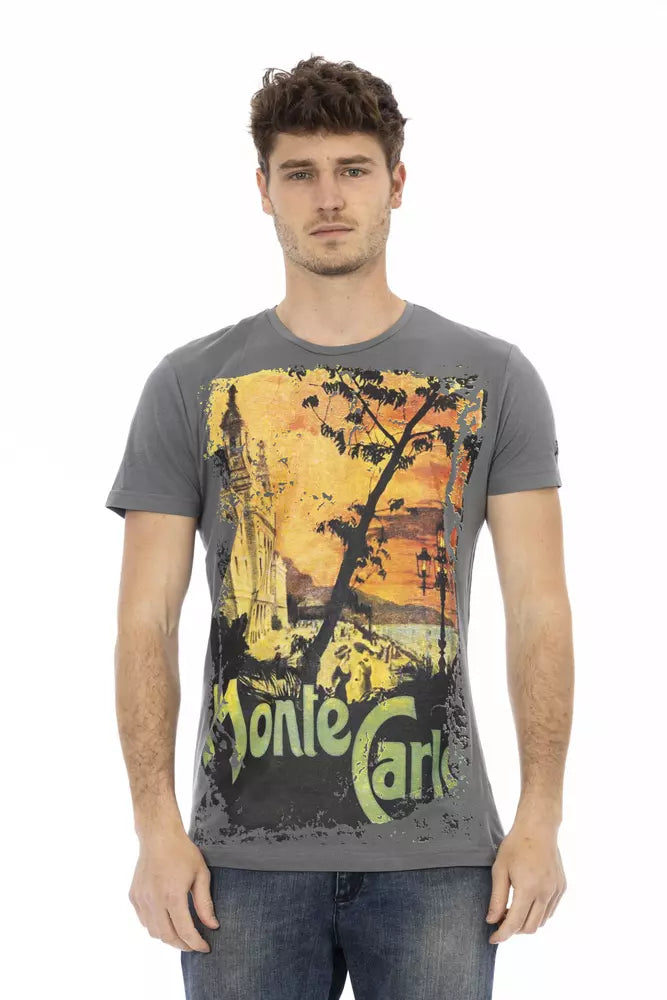 Trussardi Action Gray Cotton Men T-Shirt | Regal Royce