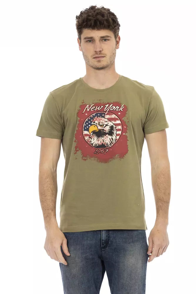 Trussardi Action Green Cotton Men T-Shirt | Regal Royce