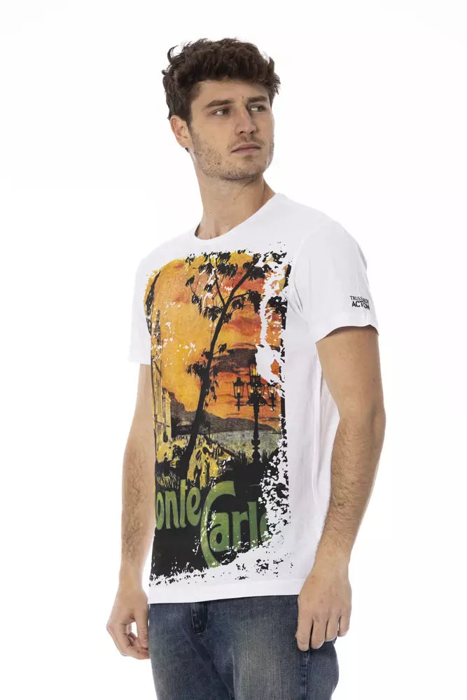 Trussardi Action White Cotton Men T-Shirt | Regal Royce