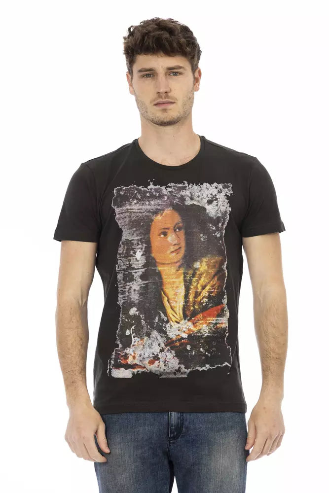 Trussardi Action Black Cotton Men T-Shirt | Regal Royce
