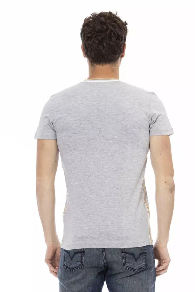 Trussardi Action Gray Cotton Men's V-Neck T-Shirt | Regal Royce